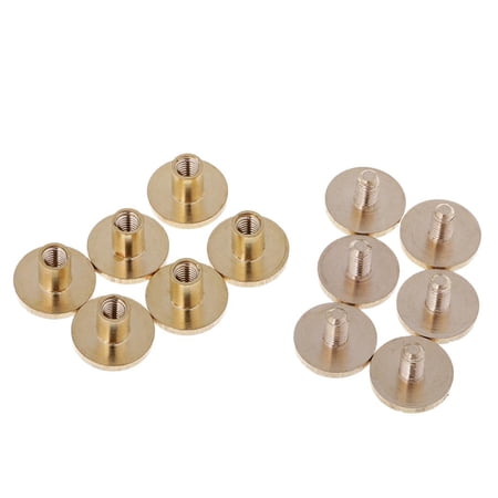 6 Pieces Solid Brass Nail Rivet Stud Button For Belt Bag Jacket Jeans Leather Craft 5mm