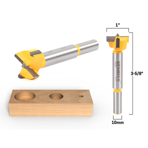 1" Diameter Carbide Forstner Drill Bit - 10mm Shank - Yonico 43028C