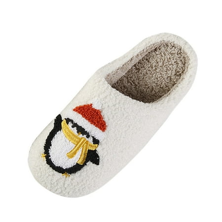 

VBARHMQRT Womens Slippers Open Toe Adjustable Couple Autumn Winter Christmas Penguin Warm Cotton Slippers Lovers Men and Thick Sole Soft Sole Non Slip Cute Summer Slippers with Arch Support for Women