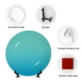 thumbnail image 4 of Daiia Teal Turquoise Printed Pattern Ceramic Plate Dinner Plates Bone China Decorative Plates with Display Stand Art Ceramic Ornaments for Wall Hanging Decoration-8in, 4 of 6