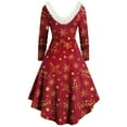 thumbnail image 4 of Joyeux Noël TIMIFIS Mode Automne pour Femmes Robe Vintage à Fleurs Évasée en Ligne A Swing Décontractée pour Fête Robe de Fête pour Femmes, 4 of 5