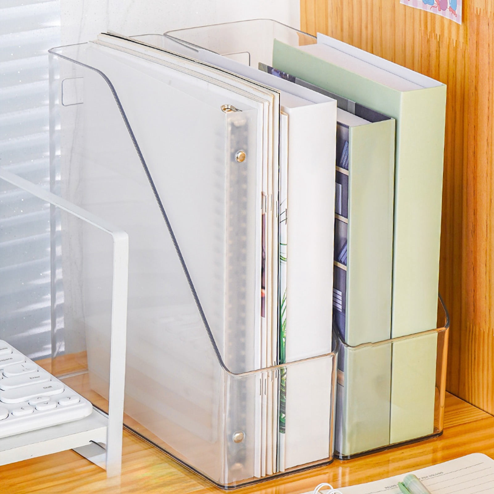File Desktop Organizer Transparent Thickened Desk Storage Box For Books Documents Office Supplies Large Capacity Desk Organizer For Home And Office