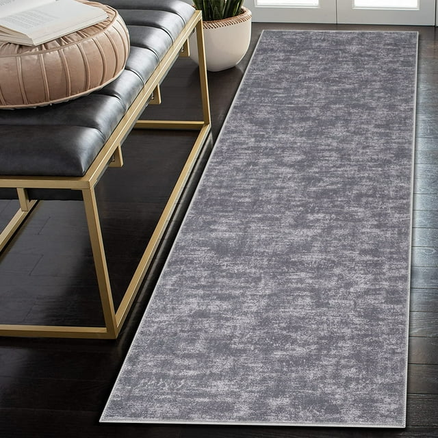 Garvee 2'3" x 8' Gray Runner Rug Contemporary Soft Low-Pile Non-Slip Modern Indoor Kitchen Runner Rug for Playroom Laundry