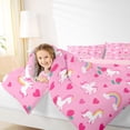 thumbnail image 3 of Erosebridal Unicorn Girls Full Size Comforter Sets,Pink Flowers Loves Romantic Theme Bedding Sets For Kids,Reversible Pink 3pcs, 3 of 7