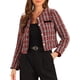 thumbnail image 1 of CHAQUETA DE TWEED ROJA Y NEGRA DE MUJER CON CUELLO REDONDO Y CIERRE DE BOTONES DE MANGA LARGA INSPIRADA EN CHIC, 1 of 6