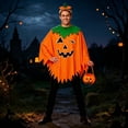 thumbnail image 5 of FchengtaiS 3PCS Halloween Pumpkin Costume for family,Glow in the Dark Halloween Pumpkin Cloak-Poncho with Headband & Candy Bag for Holiday Party, 5 of 5