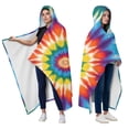 thumbnail image 2 of Wearable Blanket,Colorful Rainbow Tie Dye Spiral Pattern Hooded Wearable Flannel Blanket for Adults & Teens with Buckle,Winter Poncho Shawl Wrap Cape,60"x80", 2 of 5
