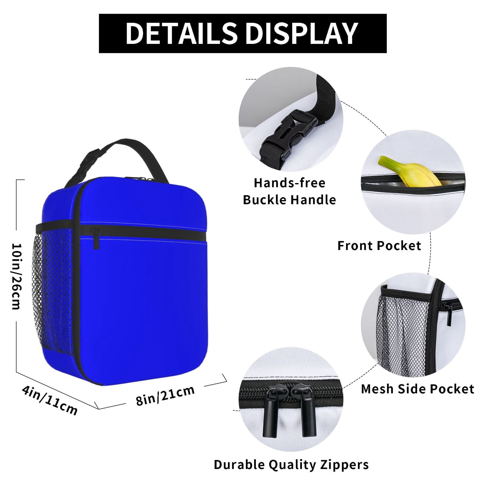 Lunch Bag For Women Men Insulated Portable Lunch Box Bento Box Office Picnic Travel Cooler Bag Blue