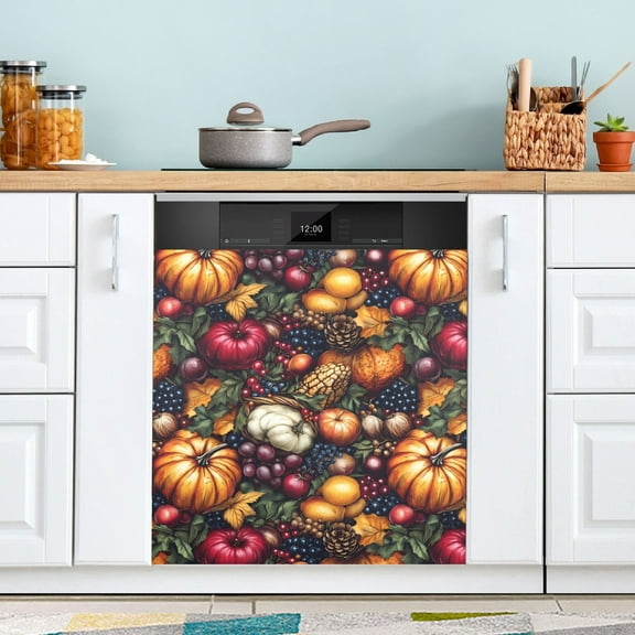Dishwasher Magnet Cover Magnetic Fridge Door Cover Home Kitchen Decor Pumpkin Grape Berry 23"x 26"