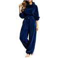 thumbnail image 2 of MLCDZ Women's 2 Piece Velour Tracksuit Hooded Long Sleeve Pullover Wide Leg Pants Sweatsuits for Women Lounge with Pockets Casual Lightweight Workout Set, 2 of 9