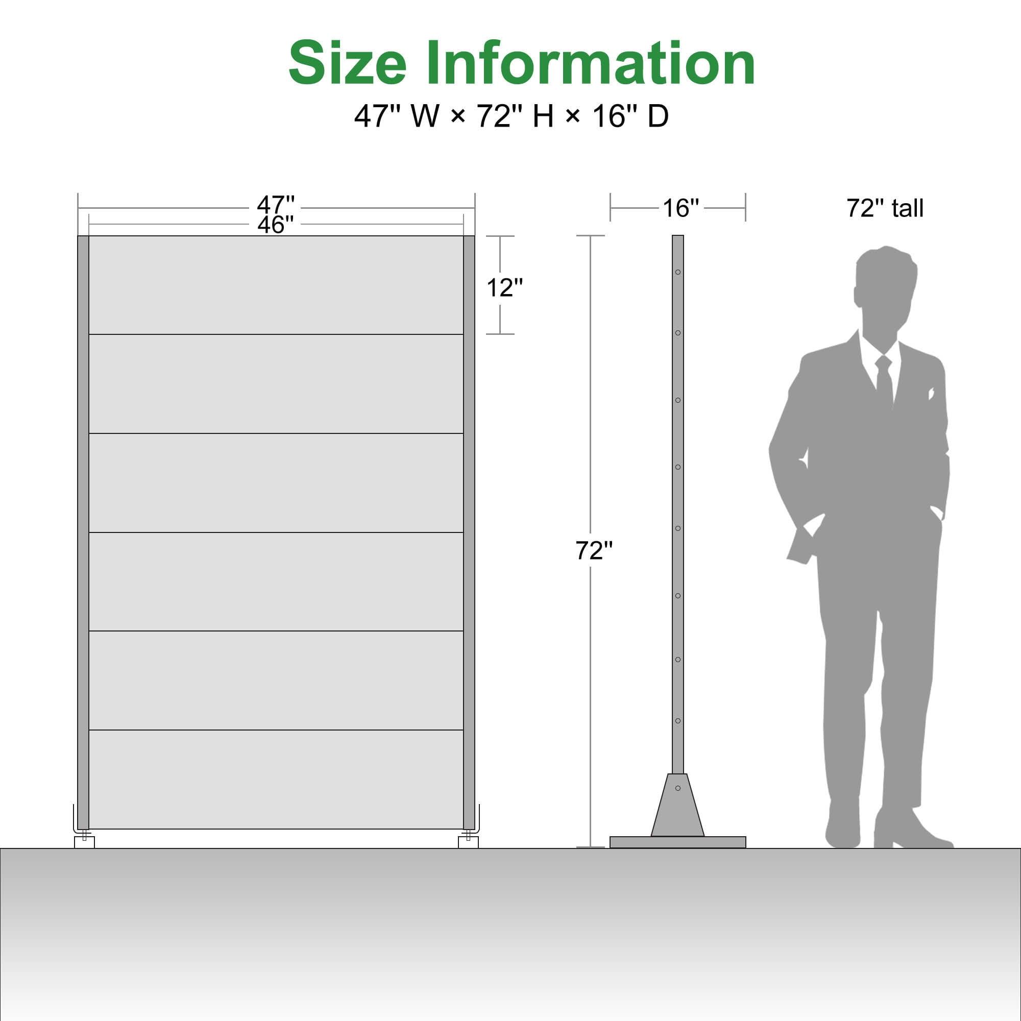 MAYEERTY 72x47x16 Inch White Vertical Fence Galvanized Steel Privacy Screen, 6 Piece Set for Outdoor Garden