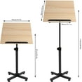 thumbnail image 3 of Portable Laptop Podium, Height Adjustable Laptop Table, Floor Steady Standing Desk, Classroom Table, Tilting Conference Pulpit for Office Presentation Church (Brown), 3 of 9