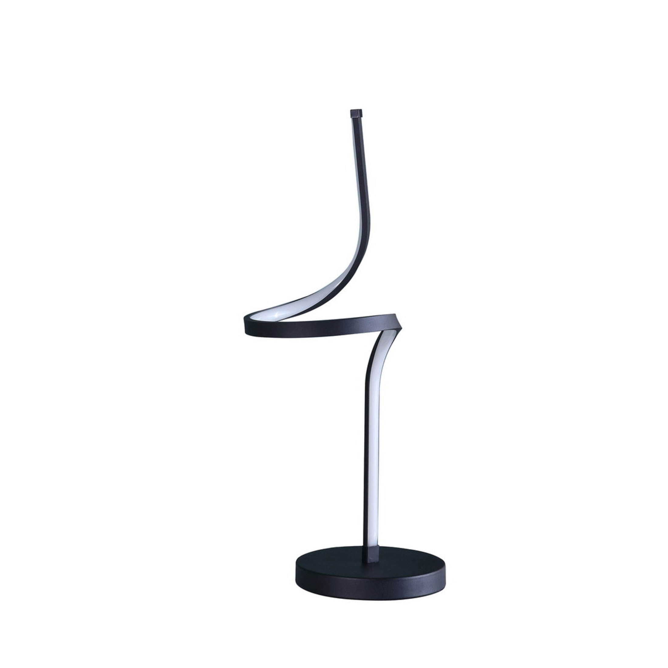 Noble House Apollo 22" Spiral LED Table Lamp, 10W Integrated Light, Inline Switch, for Small Space, Matte Black