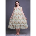 thumbnail image 2 of Bimba Light Steel Blue8 Floral Tomato & Peony Mid Calf Nightwear Ladies Cotton Printed Sleeveless Night Gown Maxi Dress X-Small, 2 of 6