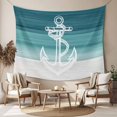 thumbnail image 2 of Nautical Anchor Teal Green Tapestry for Bedroom Wall Hanging Tapestry, Coastal Ocean Ombre Striped Ceiling Backdrop Tapestries Poster Blanket Wall Decor for Teens Room Living Room Dorm 51" x 59", 2 of 8