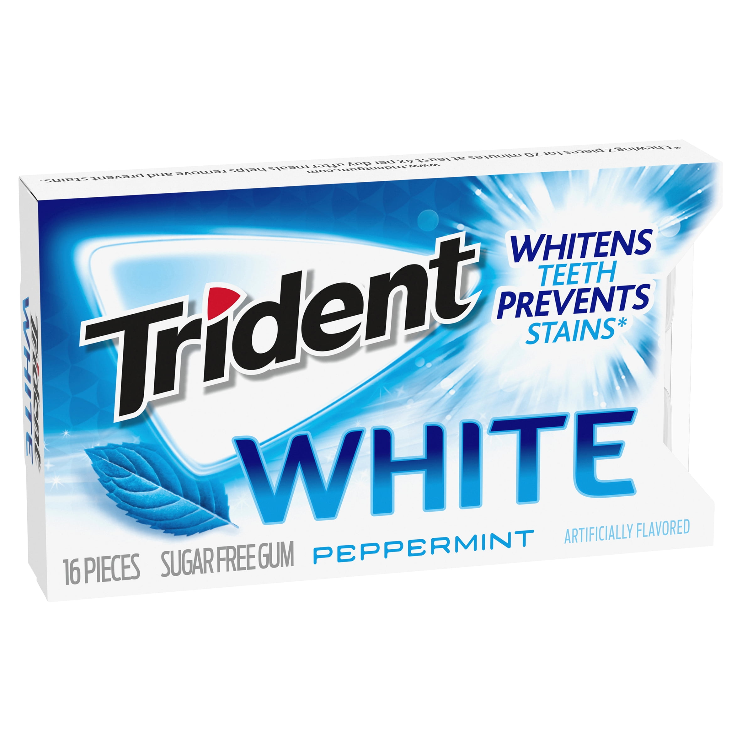 Trident White Peppermint Sugar Free Gum, 16 Pieces