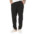 thumbnail image 1 of Innerwin Trousers Drawstring Men Bottoms Holiday High Waist Lightweight Summer Pants Black S, 1 of 4