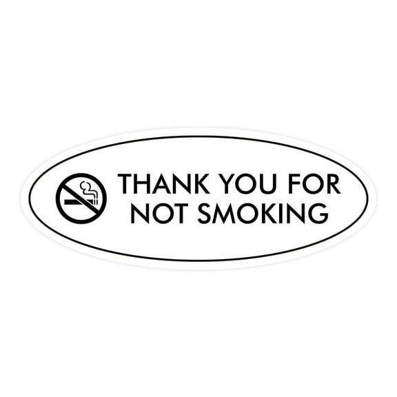 Signs ByLITA Oval THANK YOU FOR NOT SMOKING Sign (White) - Small 2x5"