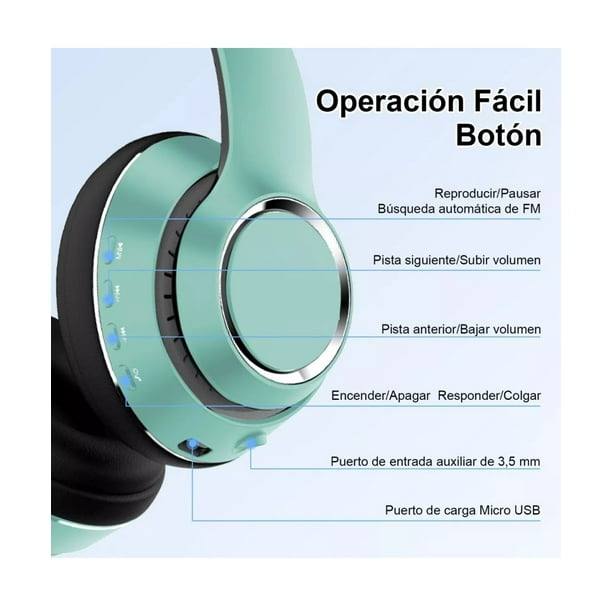 Auriculares Inalámbricos Bluetooth Diadema Plegable Con Mic