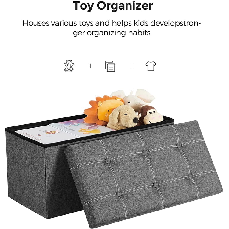 SONGMICS 30" Folding Storage Ottoman Bench, Dark Gray photo 4