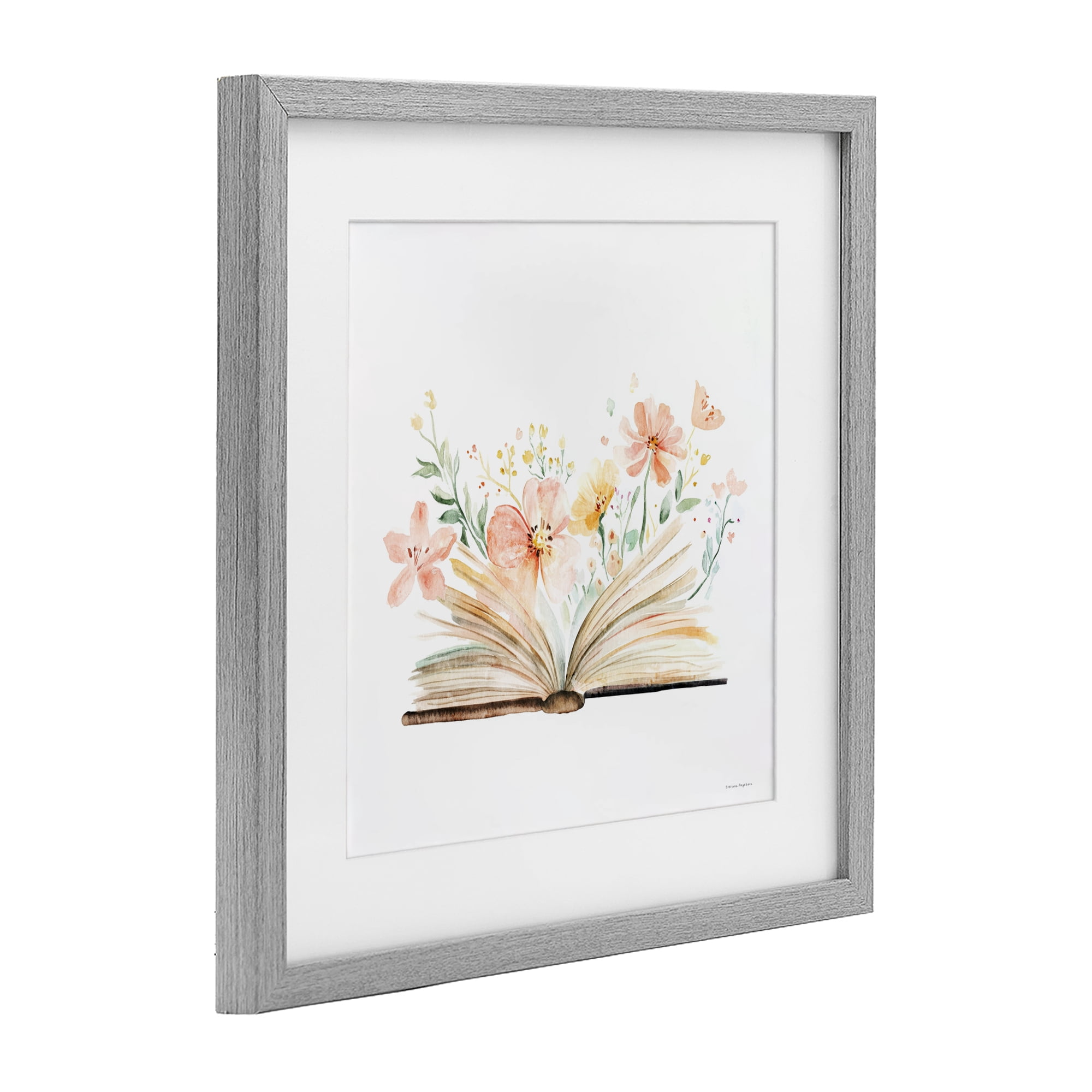 Stupell Industries Floral Flourishing Words Gray Framed Print Under Glass, design by Svetlana Aleynikova