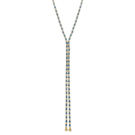 Sapphire Marquise Single X & O 14KT Gold Plated single row X-shape necklace in Sapphire and White Crystal Combination *** ()