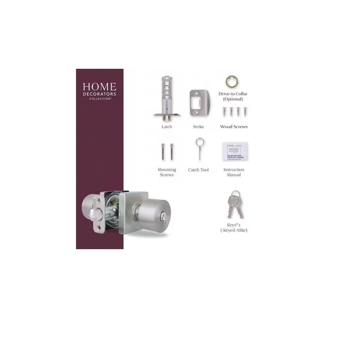 Ridgeway Satin Nickel Keyed Entry Door Knob with Square Rose Featuring Dual Keyway