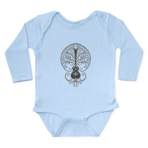 CafePress - Gray Guitar Tree Of Life Body Suit - Long Sleeve Cotton Baby Bodysuit