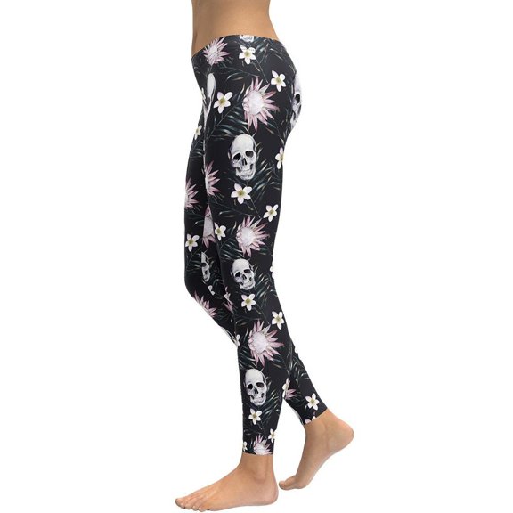 Delicate Skulls Leggings Size: XS for Women | FIERCEPULSE
