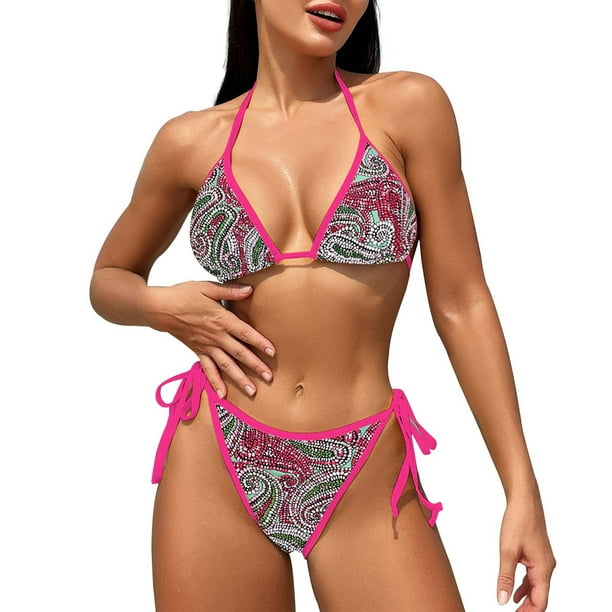 Cathalem Bathing Suits for Teens Girls Two Piece Halter Print