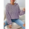 thumbnail image 3 of - Flannel Hooded Loose Pullover Sweater Winter Long Sleeve Warm Top Light  XL, 3 of 6