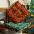 thumbnail image 7 of New Boho Seat Cushion Cotton Linen Fabric Floor Cushion Home Mat Large Round Cushion Thickened Soft Square Office Chair Cushion (Orange Round), 7 of 7