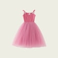 thumbnail image 4 of Robe Fille Enfants Tout-Petits Filles Été Robe Princesse en Maille Unie Sans Manches Plage Fête Robe Décontractée Robes Bébé Rose Vif 6 Ans-7 Ans, 4 of 7