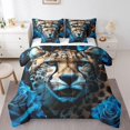 thumbnail image 1 of YST Leopard King Comforter Set - 7-Piece Blue Rose Bedding Ensemble, King, 1 of 5