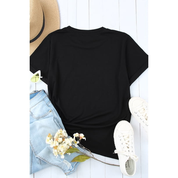 ABPHQTO Camiseta de manga corta con estampado gráfico en forma de piña negra para mujer