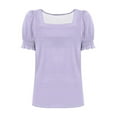 thumbnail image 6 of Htigea Tops for Women Summer Casual Ruffle Sleeve Square Neck T Shirts Purple,XL, 6 of 7