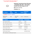thumbnail image 2 of Automatic Transmission Drain Plug Seal - Compatible with 1995 - 2018 Toyota Tacoma Crew Cab Pickup 3.4L V6 1996 1997 1998 1999 2000 2001 2002 2003 2004 2005 2006 2007 2008 2009 2010 2011 2012, 2 of 2