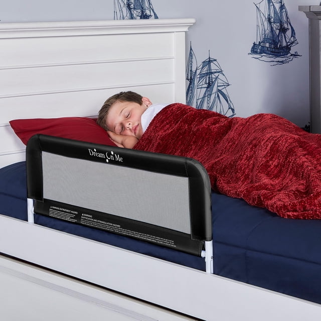 Dream On Me Barandilla de Cama Ajustable de Seguridad de Malla Ligera para niños pequeños, Tela de Malla Transpirable, Adecuada para Todo Tipo de Camas, Barandilla de protección de Cama con Sistema de