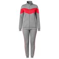 thumbnail image 3 of Women's 2 Piece Tracksuit Set Color Blocked Zip Up Stand Collar Long Sleeve Jacket Elastic Waist Jogger Pants for Sports Workout Daily Wear Gray S, 3 of 7