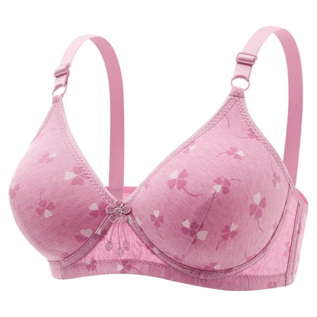 

Hfyihgf On Clearance Wireless Push Up Bra for Women Cute Print Soft Full-Coverage Seamless Daily Bras Adjustable Cotton Comfortable Wire-Free Bralette(Pink M)