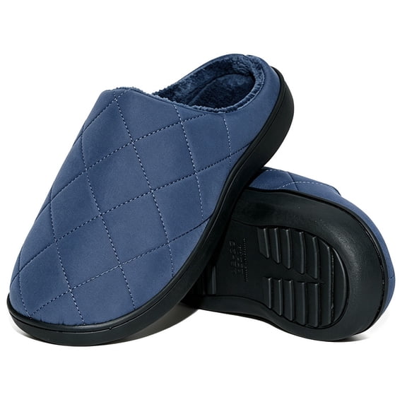 BERANMEY Slip On Waterproof Mens Slippers Closed Toe Slippers for Mens Warm Fuzzy Comfy House Shoes Non-slip Sole Indoor/Outdoor Fluffy Wide Winter Slippers