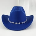 thumbnail image 4 of Fgnfyis Western Cowboy Hat Bohemian Style Fedora with Rhinestone Embellishments for Men and Women Fashion Accessory Blue One Size, 4 of 4