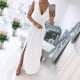 thumbnail image 4 of Gibobby Vestidos de fiesta largos Women Beach Sexy Vestidos V Cuello Fiesta de Verano Casual A Line Midi vestido formal largo elegante vestido de fiesta(Blanco,G), 4 of 5
