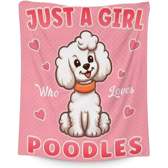 Poodle Blanket Gift - 50x60 Inches Cute Blankets for Girls & Women - Pink Soft Fuzzy Throw for Bed, Couch & Travel