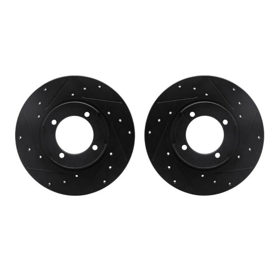 Dynamic Friction Company Front Brake Rotors-Drilled and Slotted-Black 8002-80024