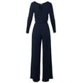 thumbnail image 3 of A2Y Women's Long Sleeve Wide Leg Elastic Waist Back Key Hole Long Pants Jumpsuit Navy XL, 3 of 5