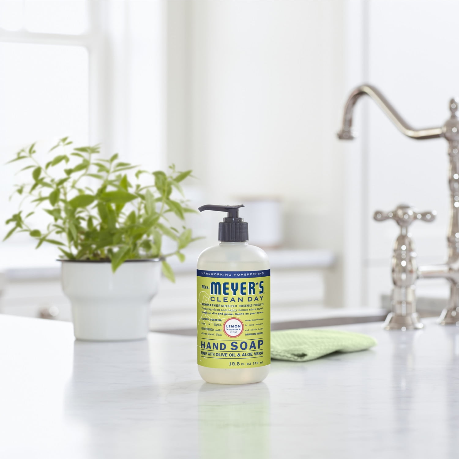 (4 pack) Mrs. Meyer's Clean Day Liquid Hand Soap, Lemon Verbena Scent, 12.5 Ounce Bottle