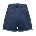 thumbnail image 5 of Xixinqiwan Women's Stretchy Ripped Denim Shorts High Waist Button Down Frayed Raw Hem Jeans Shorts with Pockets, 5 of 8
