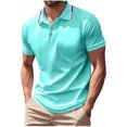 thumbnail image 2 of hoksml Men Golf Ball Uniform Solid Color Collared Polos Shirt Casual Loose Button Lapel Short Sleeve Top Summer Comfortable Business Shirts 2025 on Clearance, 2 of 9