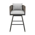 thumbnail image 2 of Piper 30 Inch Outdoor Swivel Barstool Chair- Rope Woven- Gray Cushions, 2 of 6